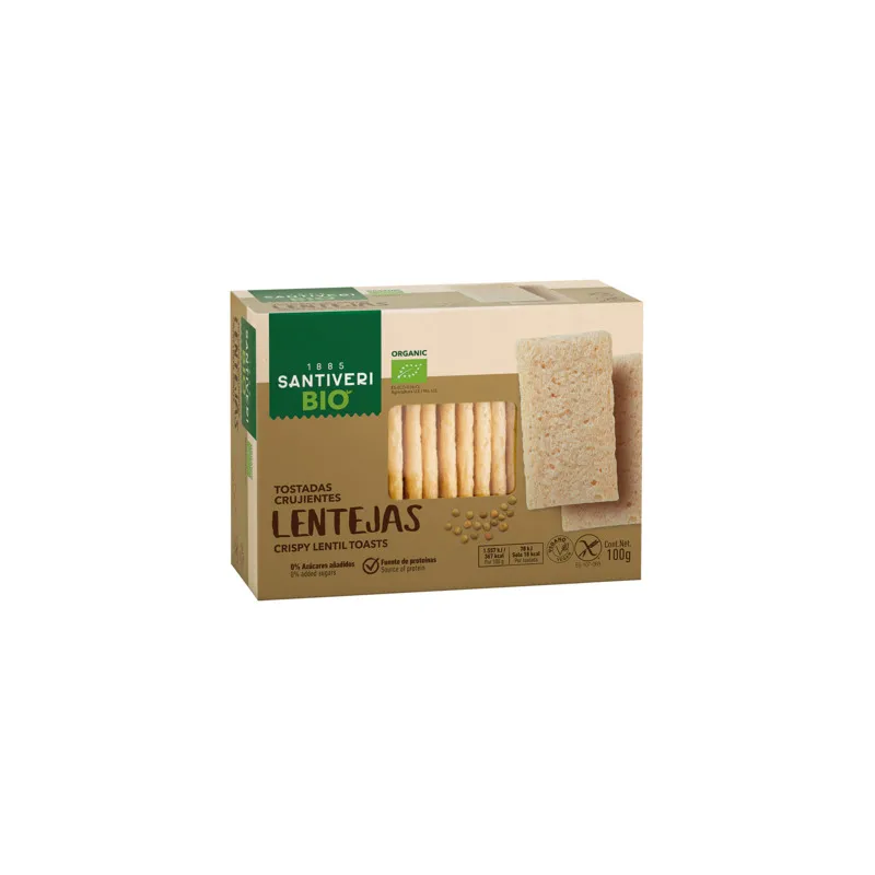 Tostadas crujientes lentejas BIO 100 g, Santiveri