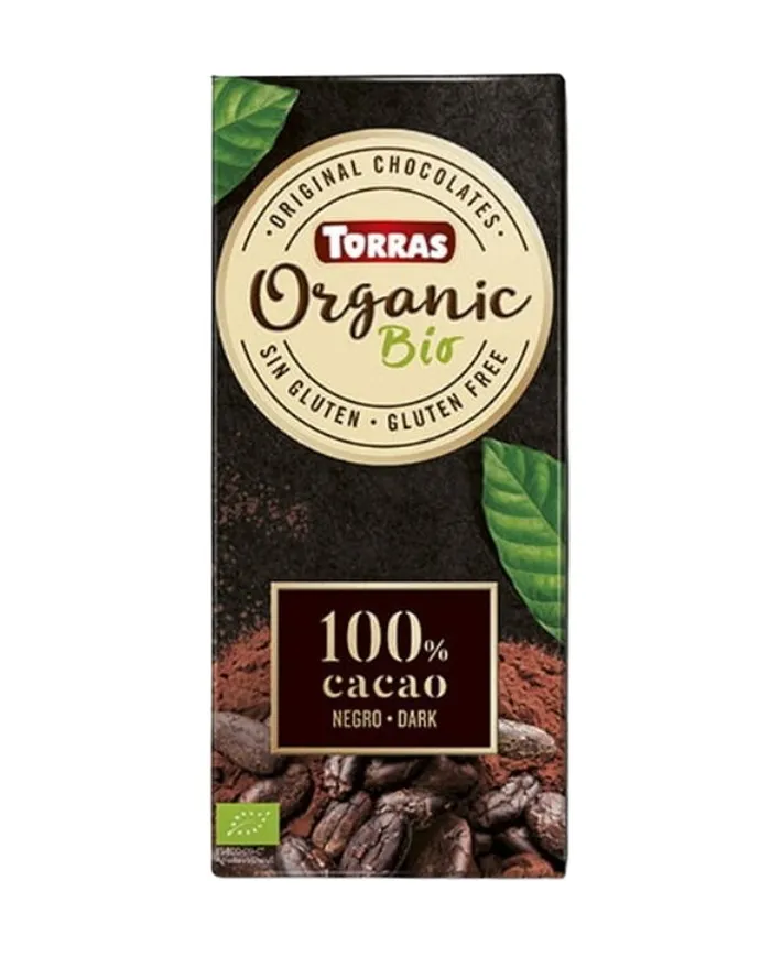 Chocolate negro 100% criollo forastero sin gluten sin azúcar BIO, Torras