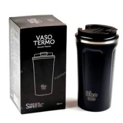 Vaso termo acero inoxidable negro BBO19.NE 450 ml, Irisana