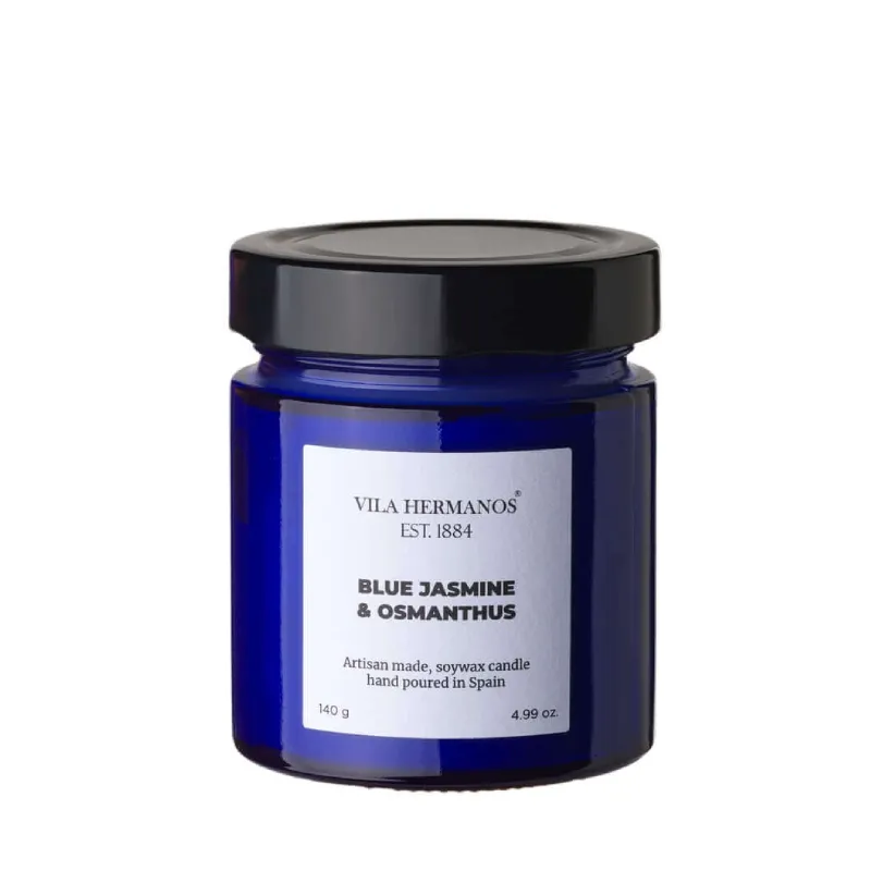 Blue Jasmine & Osmanthus Apothecary Cobalt Jar, Vila Hermanos