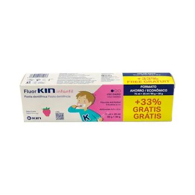 Fluor pasta dental infan fresa 2-6AÑOS 75+25 ml, Kin