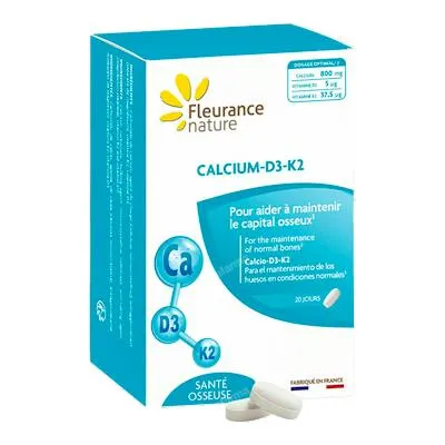 Calcio - D3 - K2 -20 dias 60 comprimidos, Fleurance Nature