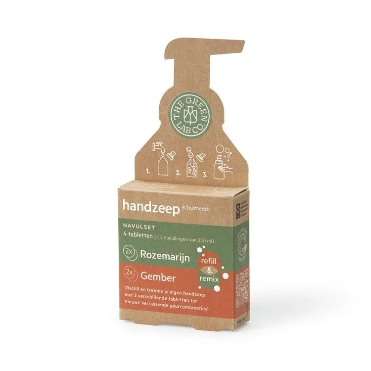 Set ricariche Sapone per le mani - Rosmarino e Zenzero 4 pastiglie, The Green Lab Co.