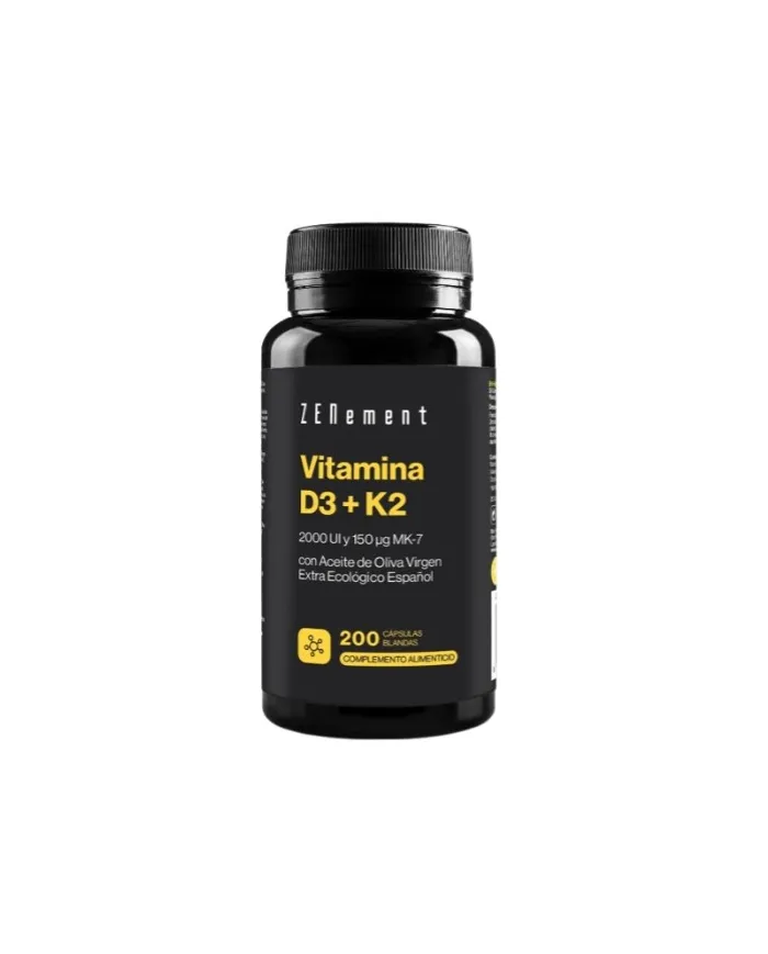 Vitamina D3 + K2con ácido de oliva 200 perlas, Zenement