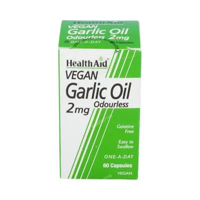 Aceite de ajo (garlic oil) 2 mg 60 cápsulas, Health Aid