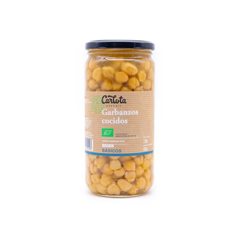 Garbanzos cocidos sin gluten BIO 500 g, Carlota Organic