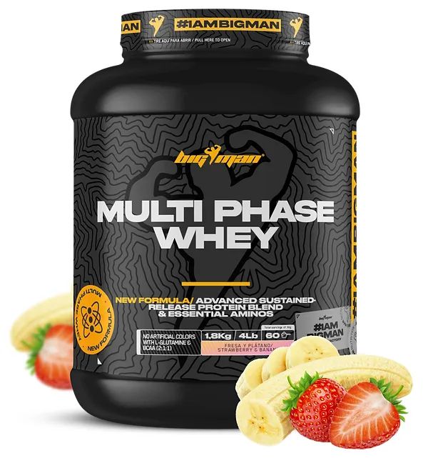 Multi phase whey fresa y plátano 1,8 kg, Bigman