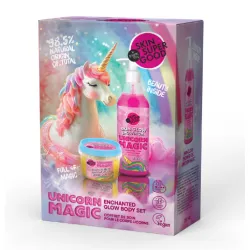 Set regalo de ssg unicorn magic «enchanted glow»: exfoliante corporal, 100 ml + gel de ducha 250 ml, Skin Super Good