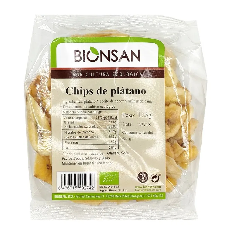 Chips de plátano 125 g, Bionsan