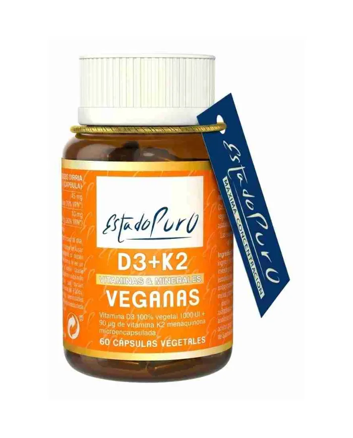 Vitamina d3+k2 veganas 60 cápsulas, Estado Puro
