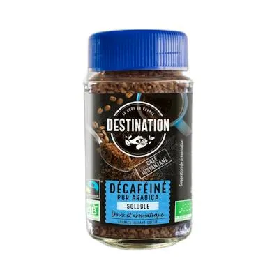 Café arabica 100% descafeinado molido soluble BIO 100 g, Destination