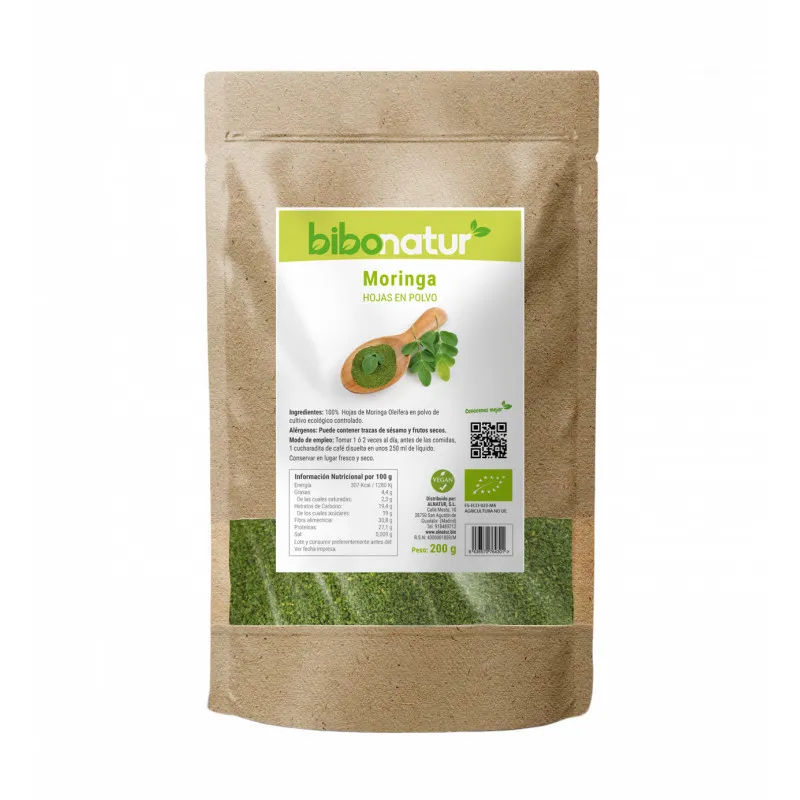 Moringa hojas polvo BIO 200 g, Bibonatur