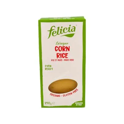 Lasaña de maiz y arroz sin gluten BIO 250 g, Felicia