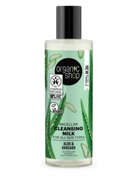 Micellair reinigingsmelk voor alle huidtypes «avocado en aloë» van 150 ml, Organic Shop