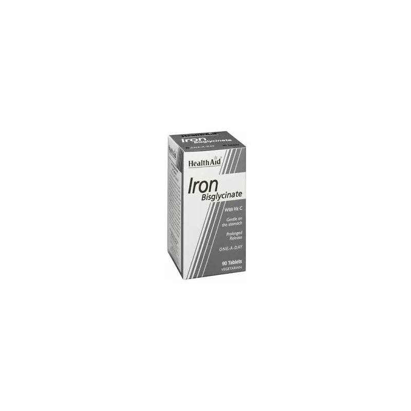 Hierro bisglycinate iron+vitamina C 90 comprimidos, Health Aid