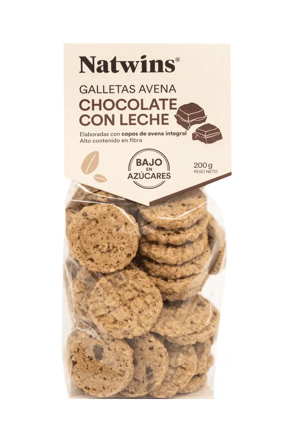 Galletas de avena con chocolate con leche basic 200 g, Natwins