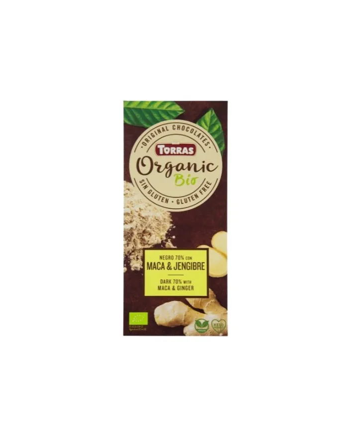 Chocolate negro con maca-jengibre sin gluten BIO 100 g, Torras