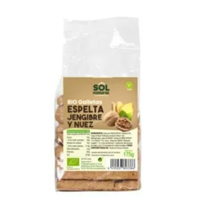 Galletas de espelta con jengibre y nuez BIO 175 g, Solnatural
