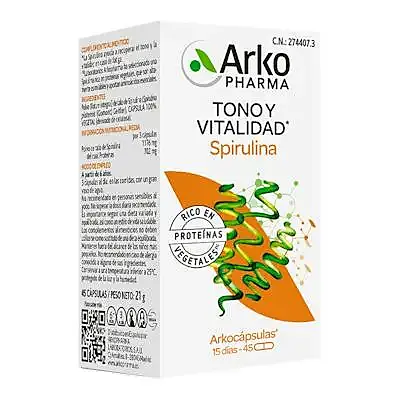Spirulina BIO 45 arkocápsulas, Arkopharma