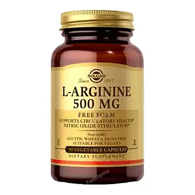 L-arginina 500 mg 50 cápsulas vegetales, Solgar