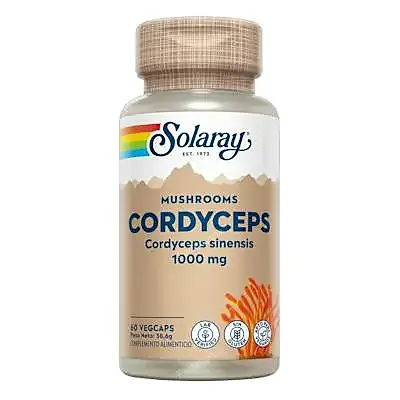 Cordiceps ext 1000 mg (500 mg X 2 cápsulas) 60 cápsulas vegetales, Solaray