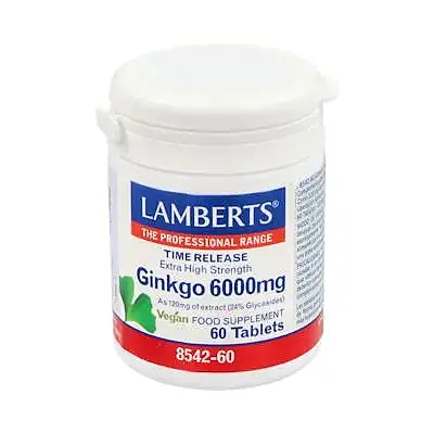 Ginkgo biloba 6000 mg 60 comprimidos, Lamberts