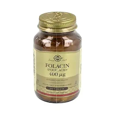 Ácido fólico 400 mcg (folacin) 250 comprimidos, Solgar