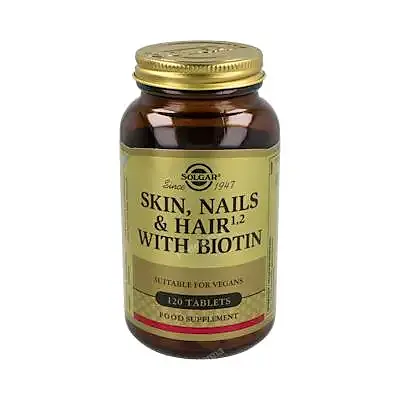 Pelo piel uñas biotina 120 cápsulas, Solgar