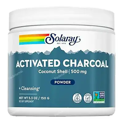 Charcoal coconut activated carbón activo 150 g, Solaray