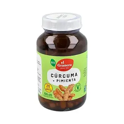 Cúrcuma pimienta 440 mg BIO 120 cápsulas, El Granero