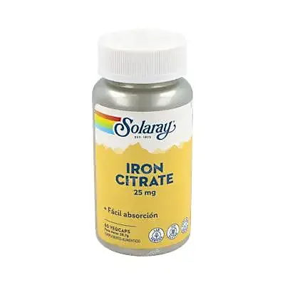 Iron citrato 25 mg 60 cápsulas, Solaray