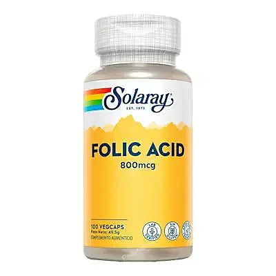 Ácido fólico 800 mcg 100 cápsulas, Solaray