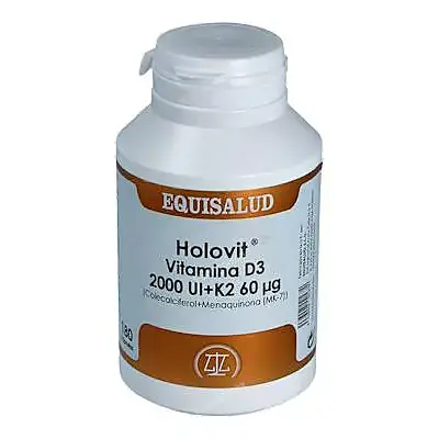 Holovit vitamina D3 2000UI+K2 60mcg+menaquinona 180 cápsulas, Equisalud