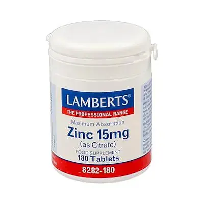 Zinc (Como Citrato) 15 mg 180 comprimidos, Lamberts