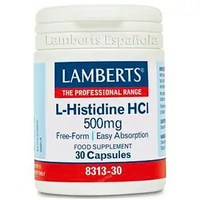 L-histidina hci 500 mg 30 cápsulas, Lamberts