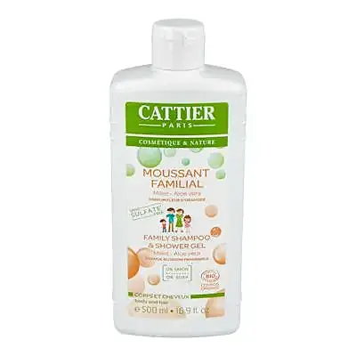 Gel de ducha y champú familiar sin sulfatos 500 ml, Cattier