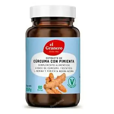 Extracto cúrcuma y pimienta 60 cápsulas, El Granero