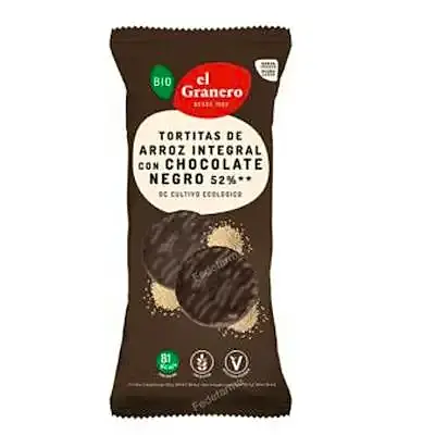 Tortitas de arroz con chocolate negro BIO 100 g, El Granero