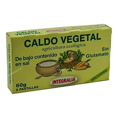Caldo vegetal bajo en sal 6 cubitos, Integralia