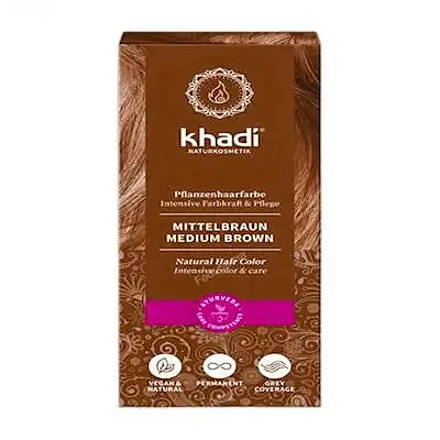 Tinte herbal color castaño medio 100 g, Khadi
