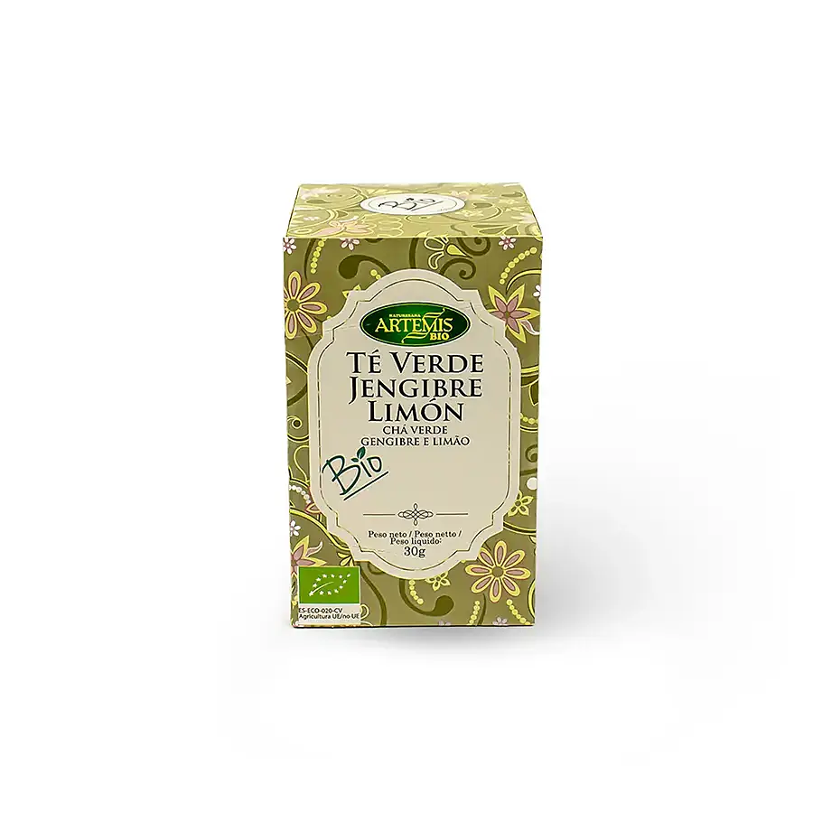 Infusión té verde jengibre-limón 20 f BIO, Artemis