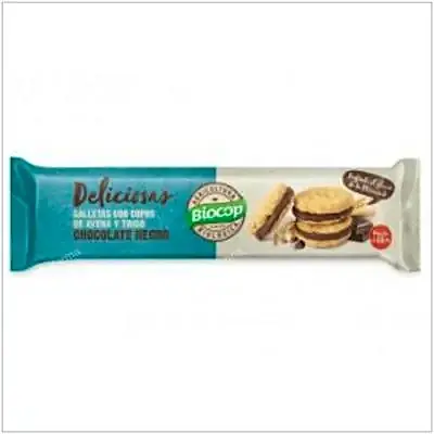 Galleta deliciosas rellena chocolate negro 150 g, Biocop