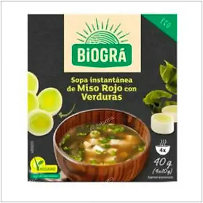 Sopa miso con verduras BIO 4 sobres, Biogra