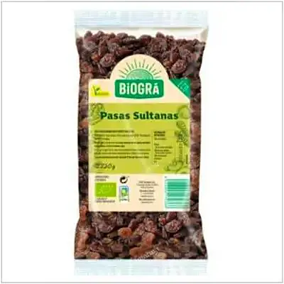 Pasas sultanas sin hueso BIO 250 g, Biogra