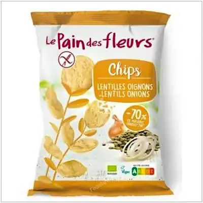 Chips de lentejas con cebolla sin gluten BIO 50 g, Le Pain Des Fleurs