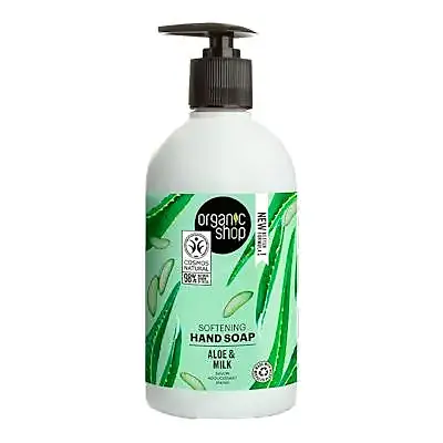 Jabón de manos suavizante aloe-leche 500 ml, Organic Shop