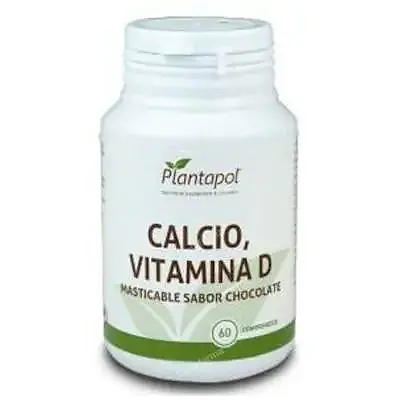 Calcio+vitamina d sabor chocolate 60 comprimidos masticables, Plantapol