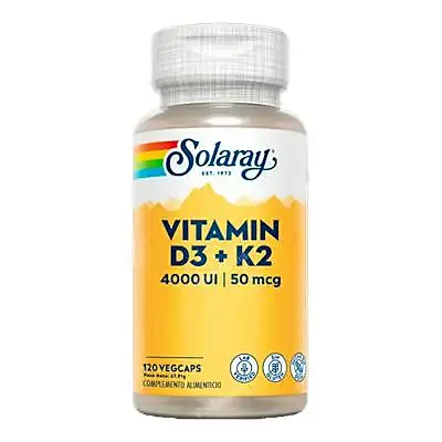 Vitamina d3+k2 4000ui 50 mcg 120 cápsulas vegetales, Solaray