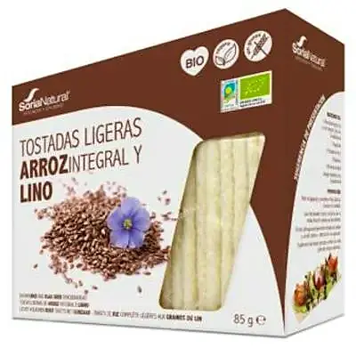 Tostadas de arroz integral y lino BIO 85 g, Soria Natural