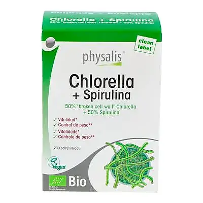 Chlorella + spirulina BIO 200 comprimidos, Physalis